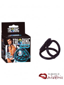 Presentación Tri Ring Cock Cage Black